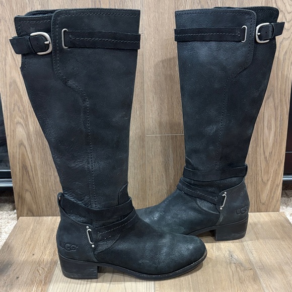 UGG Darcie Nubuck Riding Boots Shearling Footbed 1004172